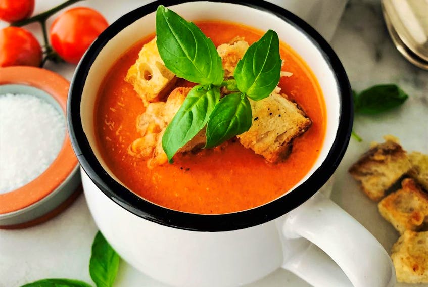  Creamy roasted tomato soup with cheesy croutons is still as satisfying as it was in childhood.