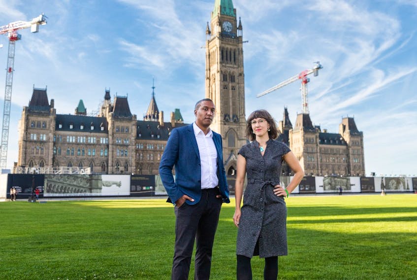 Anna Keenan, right, of Hope River, P.E.I., and Chad Walcott, a native of Montreal, Que., launched their campaign for co-leadership of the Green Party of Canada on Aug. 31. Contributed