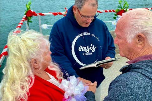 Pastor Tim Long performed the ceremony onboard the Bay of Fundy Scenic Lobster Tours lobster vessel Second Secret. The ceremony was small, casual and beautiful, just as the bride Gypsy Provost-Larocque of Ontario had hoped for. CONTRIBUTED