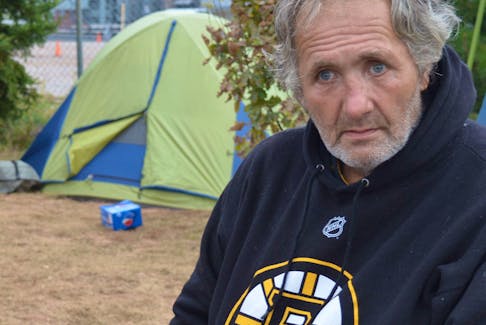 Keith Wood, one of the many homeless people in Charlottetown currently living at a tent encampment, said Sept. 20 that there has been no communication with residents on the province’s plan to bring in modular home complexes for temporary emergency shelter this winter. Dave Stewart • The Guardian