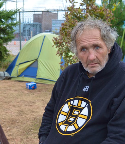 Keith Wood, one of the many homeless people in Charlottetown currently living at a tent encampment, said Sept. 20 that there has been no communication with residents on the province’s plan to bring in modular home complexes for temporary emergency shelter this winter. Dave Stewart • The Guardian