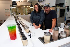 Stephanie Murphy and Philip Vallieres pose for a photo in Hyve, a tea and smoothie bar in Spring Garden Place, on Tuesday, Sept. 20, 2022. Hyve opened in June.
Ryan Taplin - The Chronicle Herald