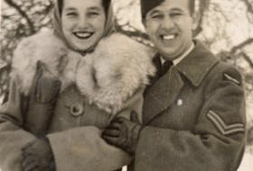 Johnny and Stella Paruch are shown here in the 1940s while Johnny was in the Royal Canadian Air Force. He was a musician there, too, often playing to cheer up wounded soldiers. CONTRIBUTED • BEATON INSTITUTE – CAPE BRETON UNIVERSITY