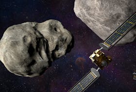 Handout photo - The Double Asteroid Redirection Test (DART), which will help determine if intentionally crashing a spacecraft into an asteroid is an effective way to change its course, is scheduled to launch no earlier than 1:21 a.m. EST Wednesday, November 24 (10:21 p.m. PST Tuesday, November 23) on a SpaceX Falcon 9 rocket from Vandenberg Space Force Base in California. This illustration is of the DART spacecraft and the Italian Space Agencyís (ASI) LICIACube prior to impact at the Didymos binary system.DART is the agencyís first planetary defense test mission and the target asteroid is not a threat to Earth. Photo by NASA via ABACAPRESS.COM  An illustration of the Double Asteroid Redirection Test (DART) spacecraft prior to impact at the Didymos binary system. DART, which involves intentionally crashing a spacecraft into an asteroid to help determine if it is an effective way to change the asteroid’s course, is the first-ever planetary defense test mission and the target asteroid is not a threat to Earth. Handout photo by NASA via ABACAPRESS.COM