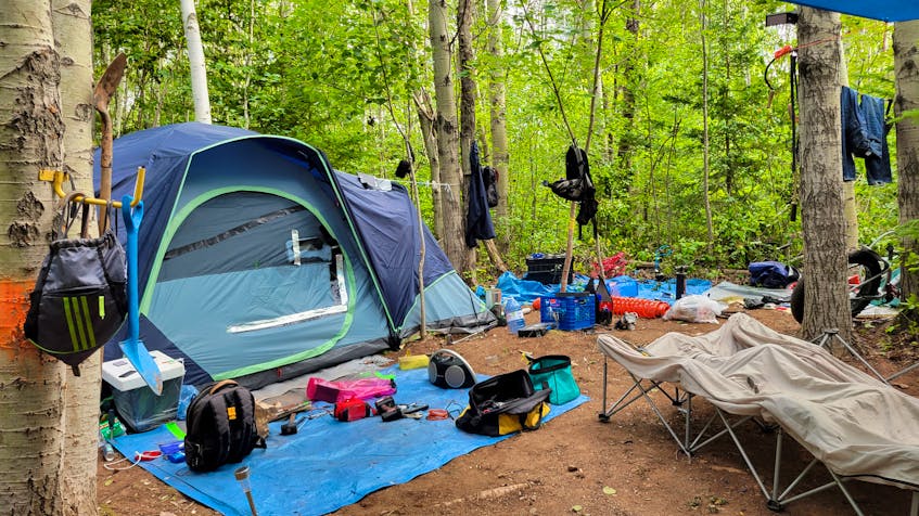 This is one of the campsites set up at the tent city in the middle of Charlottetown. - Logan MacLean • The Guardian