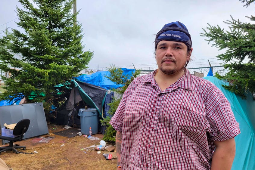 Will Larkin, a Charlottetown resident who is living in a tent downtown, says he plans to move his site to the Charlottetown Event Grounds in preparation for hurricane Fiona. On Sept. 21, the province announced a temporary shelter at the grounds on Sept. 22. - Logan MacLean • The Guardian