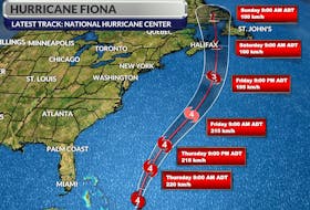 The latest track on hurricane Fiona.