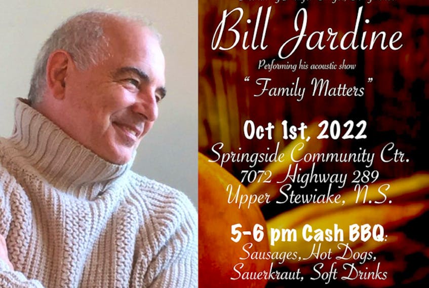 Bill Jardine will be performing at the Springside Community Centre fundraiser on Oct. 1.