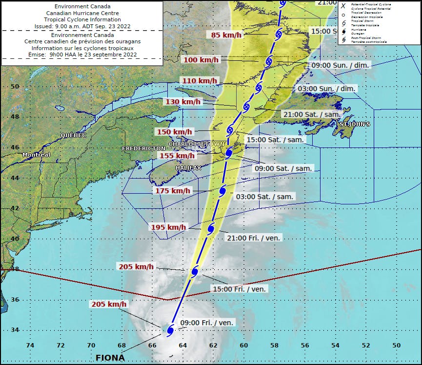 Hurricane warning issued for Cape Breton as Fiona approaches