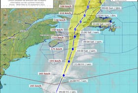 Hurricane Fiona's track is shown in this Hurricane Centre graphic, issued by Environment Canada.