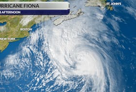 The eye of powerful hurricane Fiona was no longer visible on satellite mid-Friday afternoon.