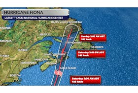 The most recent track, predicted early Sept. 23, shows a clear path across Nova Scotia.