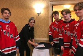 Players from Truro's Junior A Bearcats attended the breakfast on Wednesday. From left to right: Isaac Sparrow, Sam Madore, Kelsey Ouelette, Cael MacDonald and James Richards.