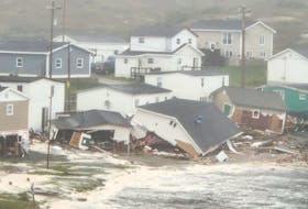 Multiple homes are destroyed and drifting out to sea with the waves as Hurricane Fiona hits Port aux Basques and other parts of the west coast hard. — Facebook screenshot from Darlene McNeil