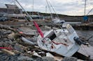 Several boats at the Shearwater Yacht Club near Dartmouth were damaged during post-tropical storm Fiona.