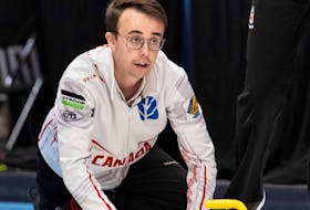Owen Purcell, shown here representing Canada at the 2022 world junior curling championships, and the Dalhousie Tigers men's curling team defeated Wilfrid Laurier 8-5 Sunday in the final of the World University Games qualifier in Ottawa. - CHEYENNE BOONE / WORLD CURLING FEDERATION