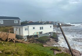 Hilda Hann’s home in Burgeo has been left severely compromised after being hit by waves during Hurricane Fiona on Saturday (Sept. 24). - Derek Hann Photo