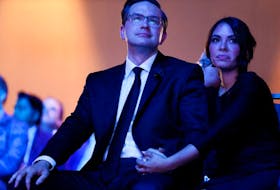 Leadership candidate Pierre Poilievre and wife Anaida Poilievre look on during Canada's Conservative Party leadership election in Ottawa, Ontario, Canada September 10, 2022. 