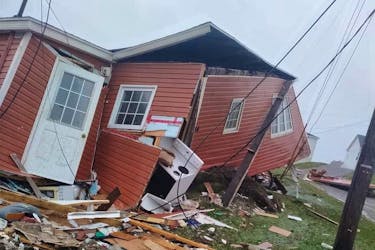 One of the many homes in Port aux Basques that was damaged during Hurricane Fiona on Saturday. – Image from Facebook