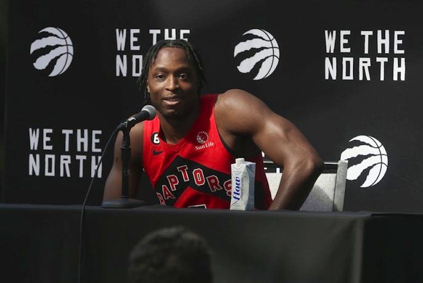 Toronto Raptors guard OG Anunoby speaks to the media about the upcoming season  on Monday September 26, 2022.  