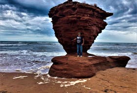 Mike LeClair of Charlottetown took this undated photo of himself at Teacup Rock in Darnley. Contributed