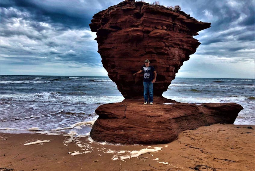 Mike LeClair of Charlottetown took this undated photo of himself at Teacup Rock in Darnley. Contributed