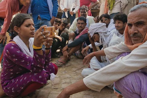 A scene from Rintu Thomas and Sushmit Ghosh’s Writing With Fire, a documentary about the fearless journalists behind Khabar Lahariya, India’s only newspaper run by Dalit (“Untouchable”) women. The young women, empowered by outrage and a few smartphones, interview marginalized voices around the country, including rape victims whom the police ignore.