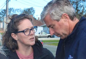 CBRM Mayor Amanda McDougall speaks with Premier Tim Houston about the municipality's state of local emergency concerns. IAN NATHANSON/CAPE BRETON POST