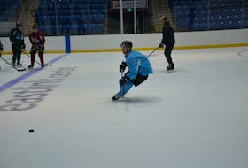 Charlottetown Islanders forward Keiran Gallant pursues the puck during a drill at a recent practice at Eastlink Centre in Charlottetown. The Islanders play their first game of the 2022-23 Quebec Major Junior Hockey League regular season against the Acadie-Bathurst Titan in Bathurst, N.B., on Oct. 1. Jason Simmonds • The Guardian