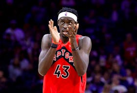 Pascal Siakam reacts during a playoff game against the Philadelphia 76ers last season. Vegas has no fewer than seven teams in the Eastern Conference finishing with more wins than Toronto this season.