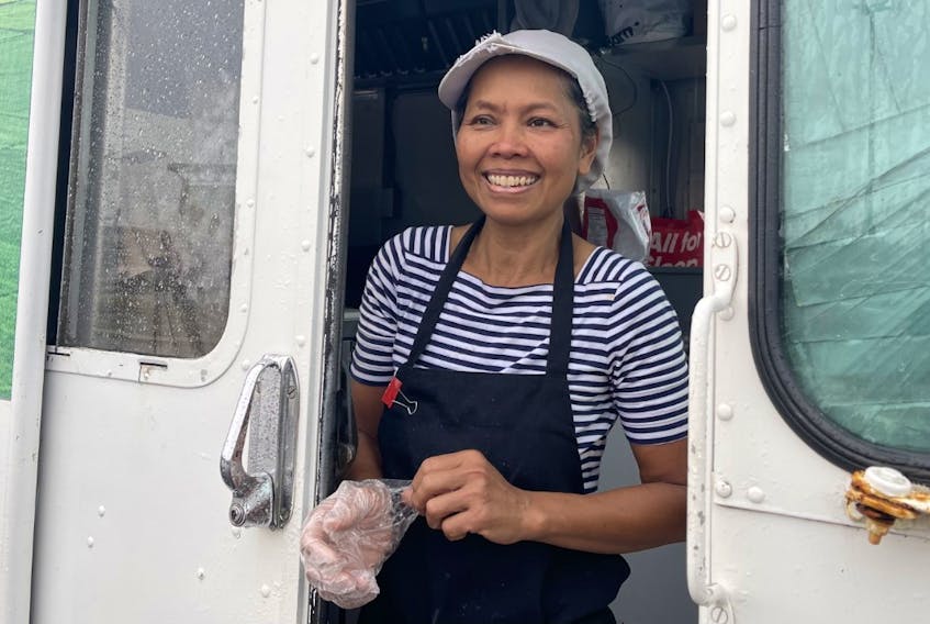 Sumitra Burke, owner of Thai Pad P.E.I., says she was happy her food truck made it through post-tropical storm Fiona without any issues. She says because it had no power and a fridge full of food, she wanted to give away as much as she could instead of throwing it out. Cody McEachern • The Guardian