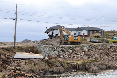 Clean up ongoing in Burnt Islands Thursday.