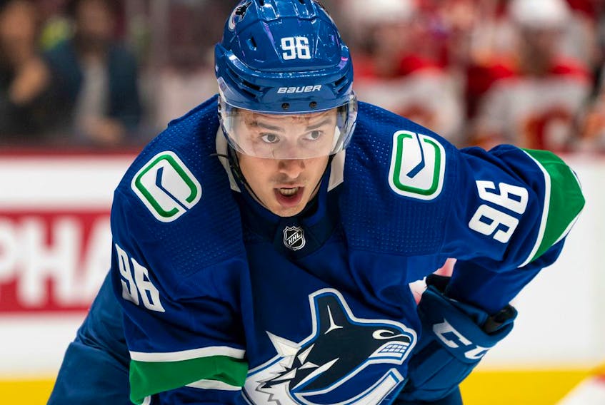 Canucks winger Andrei Kuzmenko pictured during a Sept. 25, 2022 NHL pre-season game against the Calgary Flames at Rogers Arena.