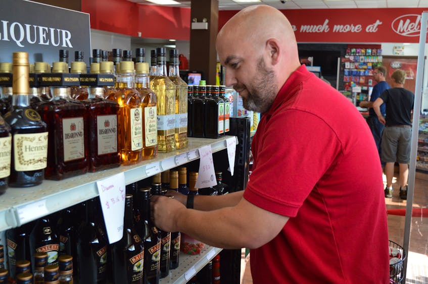 Chad Doucette, manager of Mel’s in East Royalty, said operating a liquor agency store isn’t as much about increasing traffic as it is about offering an additional service to customers. Dave Stewart • The Guardian