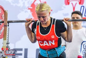 Katelynn Allen of Charlottetown focuses on a lift during competition at the International Powerlifting Federation world sub-junior and junior classic and equipped powerlifting championships as a member of Team Canada in Turkey on Sept. 2. Katelynn Allen • Special to The Guardian