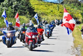 The motorcycles, which had departed from the Wharf Rat Rally in Digby, made a rumbling noise as they arrived to visit the Afghanistan Memorial at Maple Grove Education Centre in Hebron, Yarmouth County, as part of a Canadian Army Veterans Motorcycle Unit memorial ride. TINA COMEAU