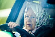 TOPSHOT - Britain's Queen Elizabeth II drives her Range Rover car as she arrives to attend the annual Royal Windsor Horse Show in Windsor, west of London, on May 10, 2019. - The horse show is the largest outdoor equestrian show in the UK, started originally in 1943 to help raise funds for the war effort, and has continued to run every year since, and is the only show in the UK to host international competitions in Showjumping, Dressage, Driving and Endurance. (Photo by Daniel LEAL-OLIVAS / AFP)DANIEL LEAL-OLIVAS/AFP/Getty Images