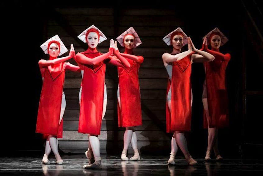 From the 2018 Royal Winnipeg Ballet production of The Handmaid’s Tale, which will be performed in Calgary and Edmonton as part of Alberta Ballet’s 2022/2023 season. Photo by Daniel Crump.