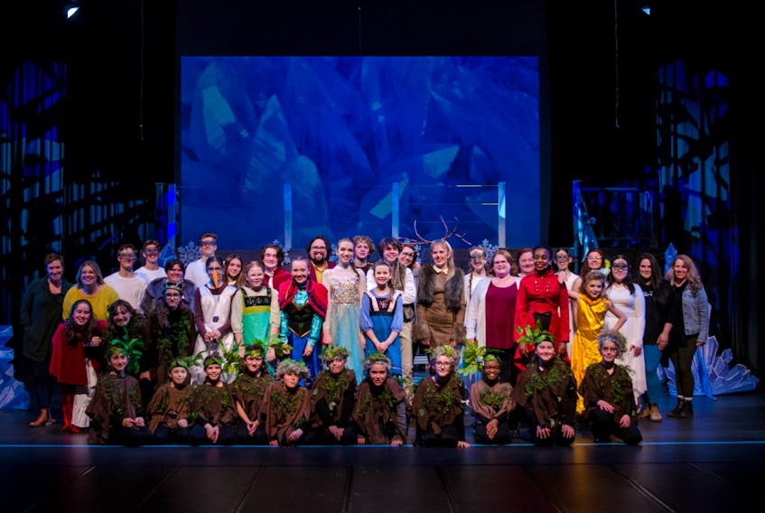 The cast and company of Graham Academy’s 2022 production of Disney’s Frozen. PHOTO CREDIT: Dianna Alteen