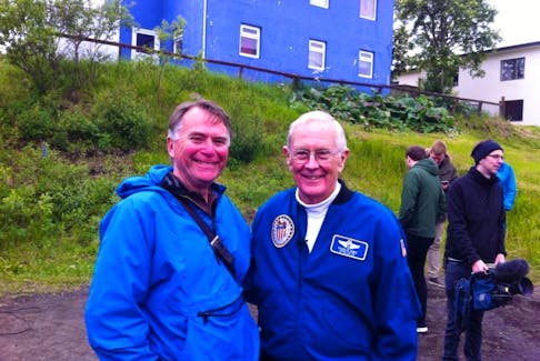 Rick MacLean smiles as he stands with NASA astronaut Charlie Duke in Iceland. Contributed