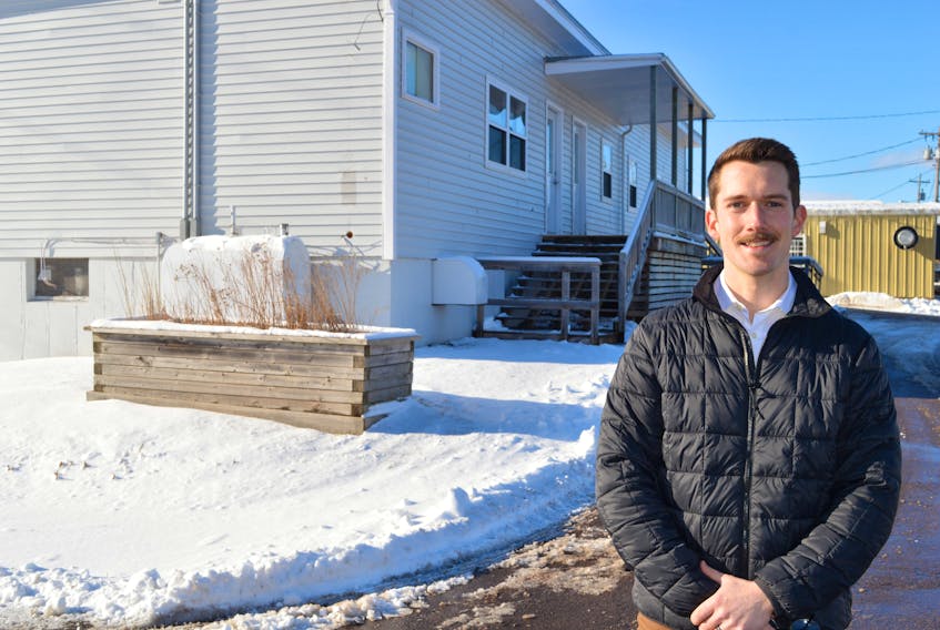 Shawn Martin, harm reduction co-ordinator with the P.E.I. Chief Public Health Office in the Department of Health and Wellness, stands in front of the new overdose prevention site at 33 Belmont St. in Charlottetown on Jan. 11. The site is expected to open in the spring. Dave Stewart • The Guardian