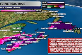 Freezing rain is forecast to develop over parts of Atlantic Canada through the upcoming weekend.