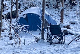 This tent was spotted recently in Point Pleasant Park. The occupant is homeless and says his feet were damaged by frostbite.