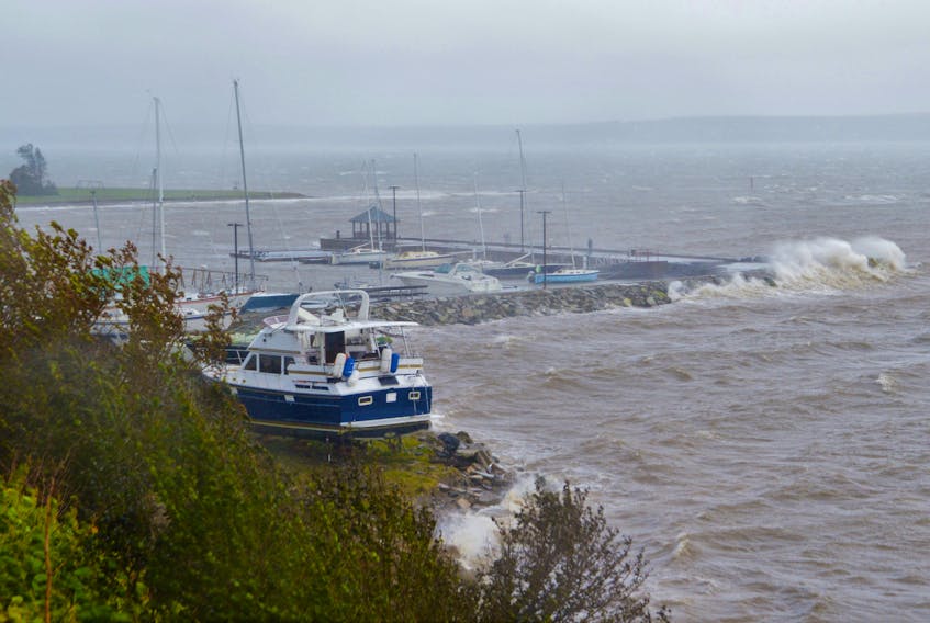 Waves crash on the dock at the Northern Yacht Club in North Sydney on Sept. 24 in the aftermath of post-tropical storm Fiona. Nicole Sullivan/Saltwire Network file photo