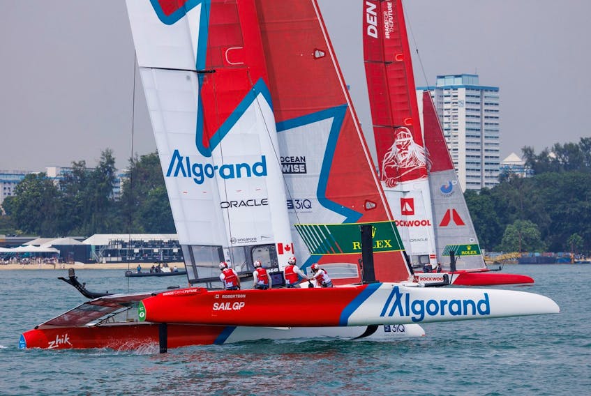 Canada SailGP team sat tied for second place following racing on Saturday in Singapore. But two disappointing finishes Sunday dropped the Canadian crew out of the final race and into sixth overall for the weekend. - CANADA SAILGP