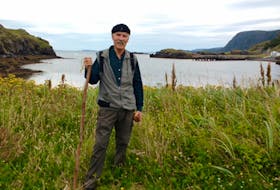 Author Patrick James Hann visits Merasheen Island, where he grew up and which is the focus of his book, “The Devil is in You Crossways: A Merasheen Childhood.”  Anne Dalton photo