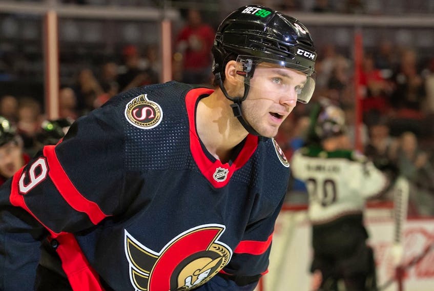 File photo/ Ottawa Senators centre Josh Norris is closing in on a return from a shoulder injury he suffered in October and is expected to play this week.