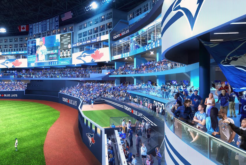 Rendering of the right field videoboard angle.