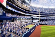  Rendering of the raised bullpen at Rogers Centre. HANDOUT/BLUE JAYS