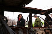 Canadian Defence Minister Anita Anand visits an exhibit of destroyed Russian military equipment in St. Michael's Square, in Kyiv, Ukraine January 18, 2023. REUTERS/Nacho Doce